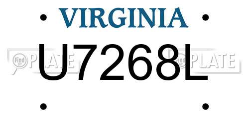 U7268L Virginia License Plate