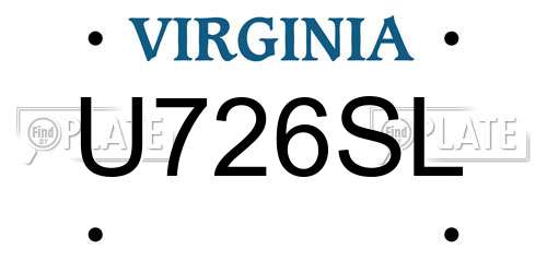 U726SL Virginia License Plate