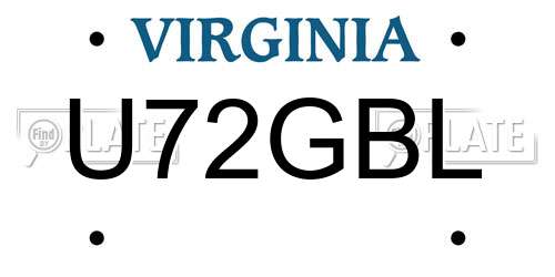 U72GBL Virginia License Plate