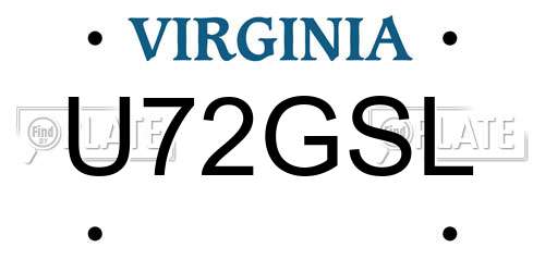 U72GSL Virginia License Plate