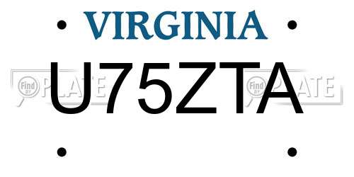 U75ZTA Virginia License Plate