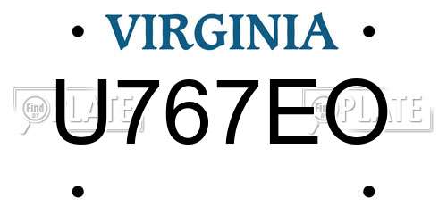 U767EO Virginia License Plate