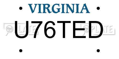 U76TED Virginia License Plate