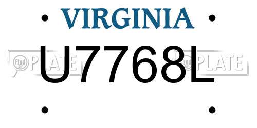 U7768L Virginia License Plate