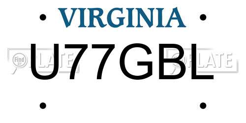 U77GBL Virginia License Plate