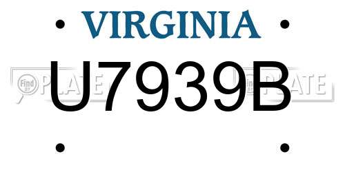 U7939B Virginia License Plate