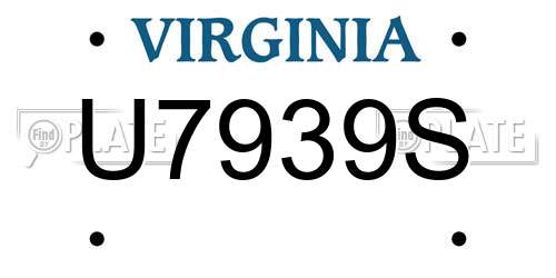 U7939S Virginia License Plate