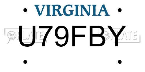 U79FBY Virginia License Plate