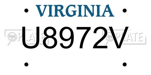 U8972V Virginia License Plate