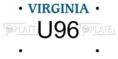 U96 Virginia License Plate