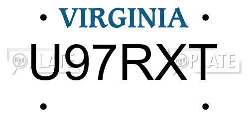 U97RXT Virginia License Plate