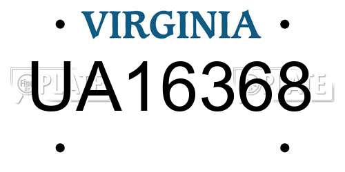 UA16368 Virginia License Plate