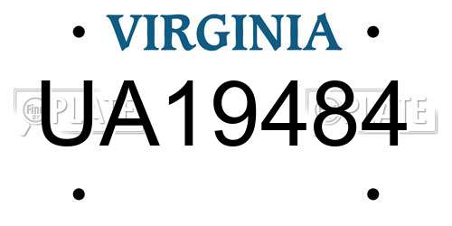 UA19484 Virginia License Plate