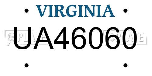 UA46060 Virginia License Plate
