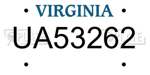 UA53262 Virginia License Plate