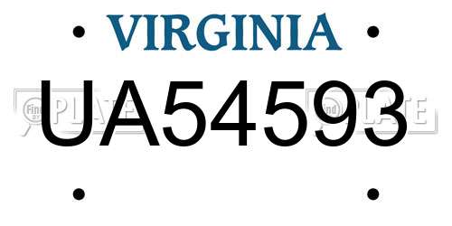UA54593 Virginia License Plate