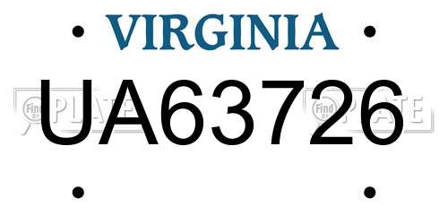 UA63726 Virginia License Plate