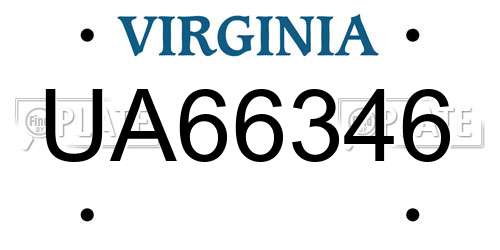 UA66346 Virginia License Plate