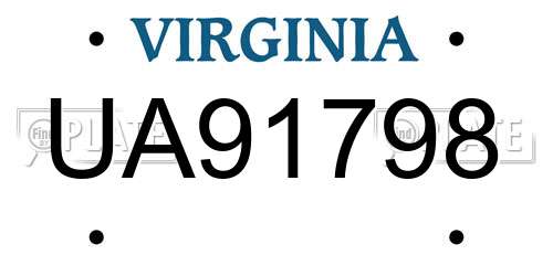 UA91798 Virginia License Plate