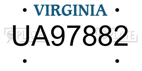 UA97882 Virginia License Plate