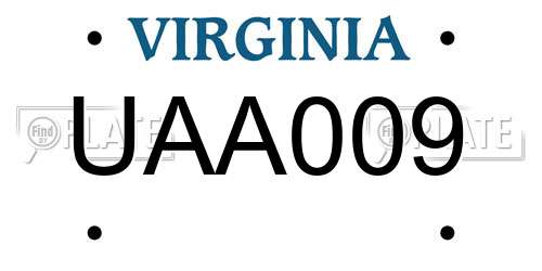 UAA009 Virginia License Plate