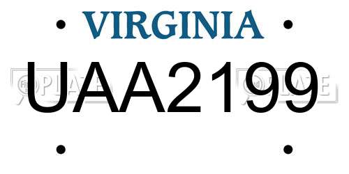 UAA2199 Virginia License Plate