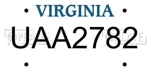 UAA2782 Virginia License Plate