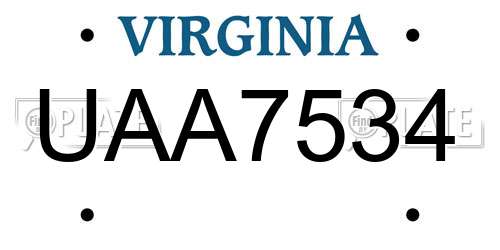 UAA7534 Virginia License Plate