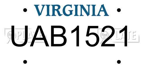 UAB1521 Virginia License Plate