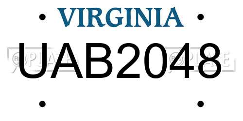 UAB2048 Virginia License Plate