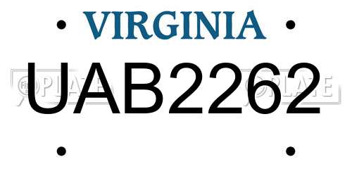 UAB2262 Virginia License Plate
