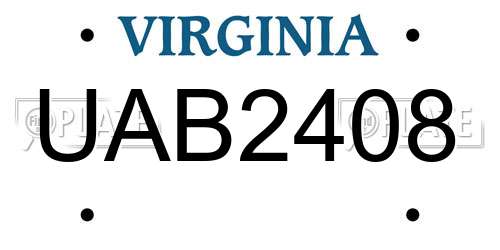 UAB2408 Virginia License Plate