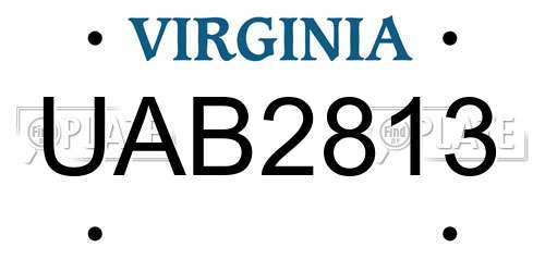 UAB2813 Virginia License Plate