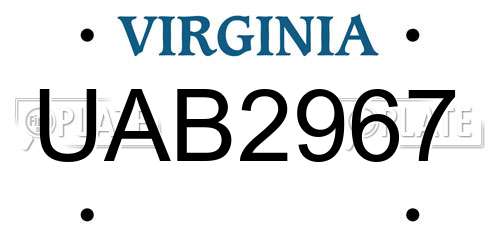 UAB2967 Virginia License Plate