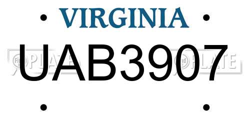 UAB3907 Virginia License Plate