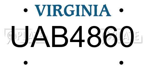 UAB4860 Virginia License Plate