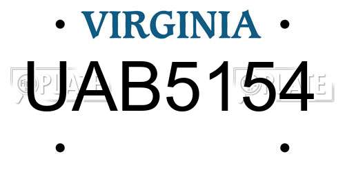 UAB5154 Virginia License Plate