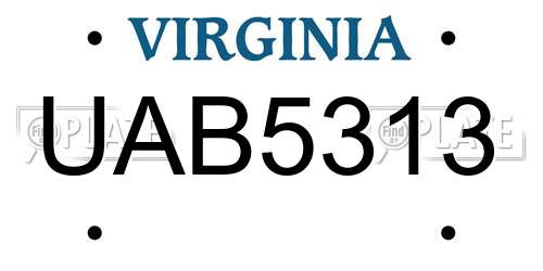 UAB5313 Virginia License Plate