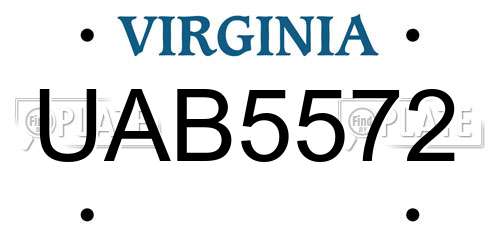 UAB5572 Virginia License Plate