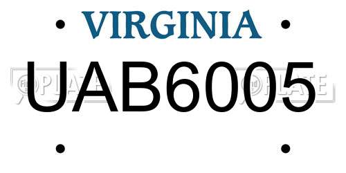 UAB6005 Virginia License Plate