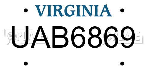 UAB6869 Virginia License Plate