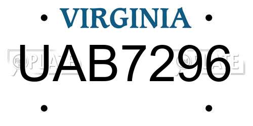 UAB7296 Virginia License Plate
