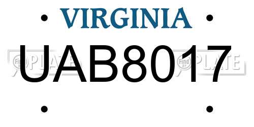 UAB8017 Virginia License Plate