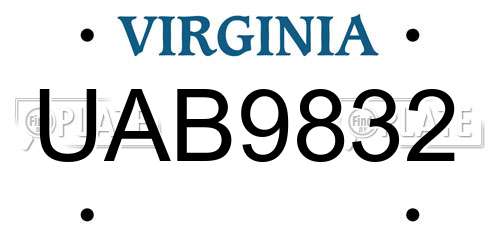 UAB9832 Virginia License Plate
