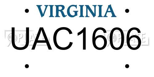 UAC1606 Virginia License Plate