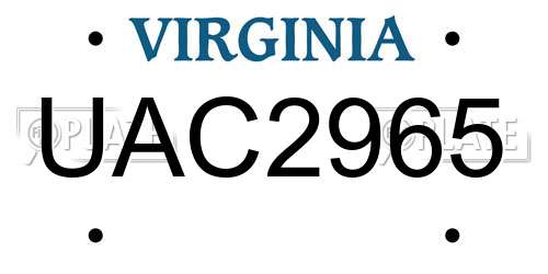 UAC2965 Virginia License Plate