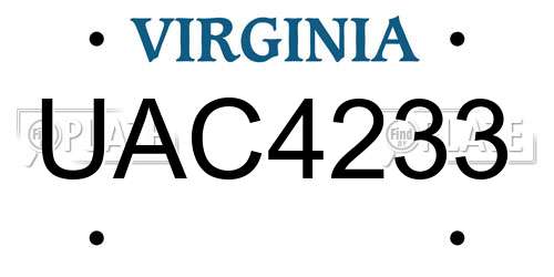 UAC4233 Virginia License Plate