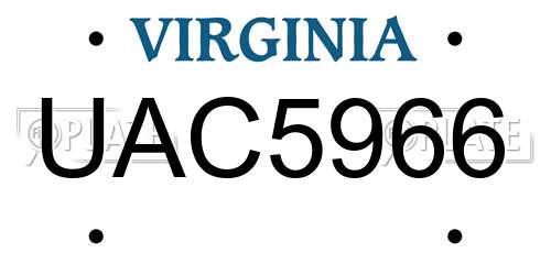 UAC5966 Virginia License Plate