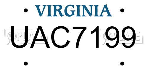UAC7199 Virginia License Plate