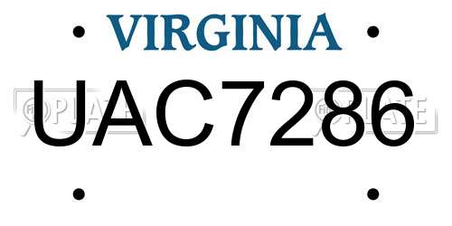 UAC7286 Virginia License Plate